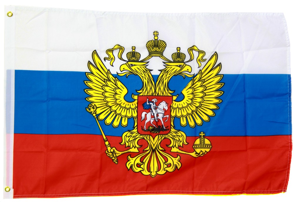 Russland mit Wappen Fahne/Flagge - 60cm x 90cm, 60 x 90 cm, Internationale  Flaggen