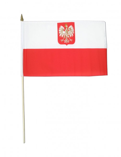 Polen Stockfahne mit Adler 30 x 45 cm