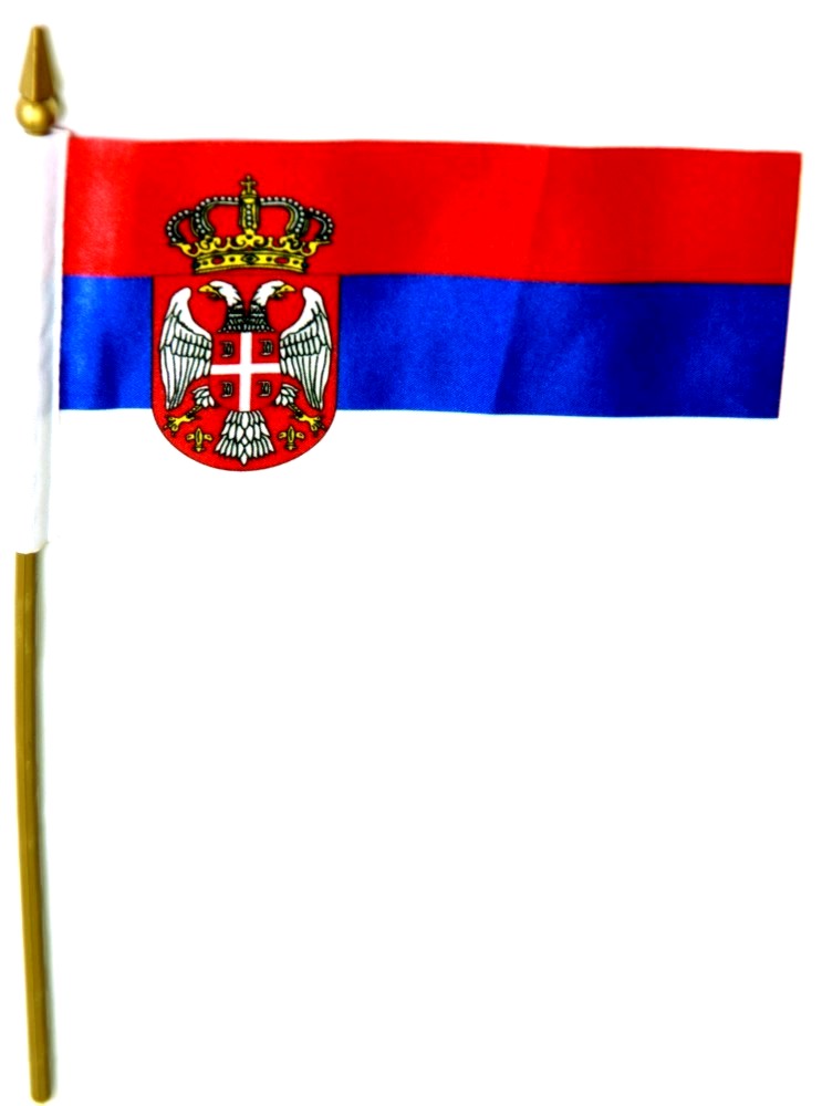 Tischflagge Serbien mit Wappen Tischfahne Fahne Flagge 10 x 15 cm 