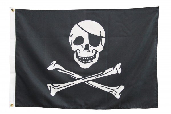Pirantenflagge 90 x 150 cm Pirat Knochen & Augenklappe