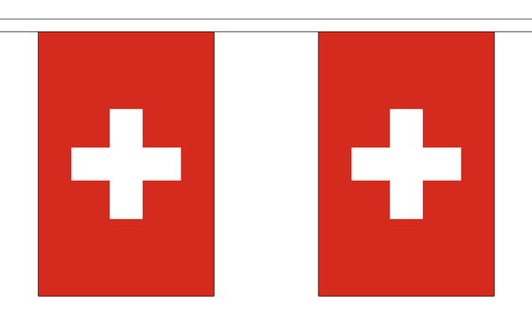 Schweiz Länderkette 3 m - 10 Flaggen á 15x22,5cm